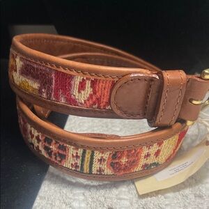 Artemis Design Co. Kilim Carpet Leather Belt With Brass Buckle Unisex Size 40